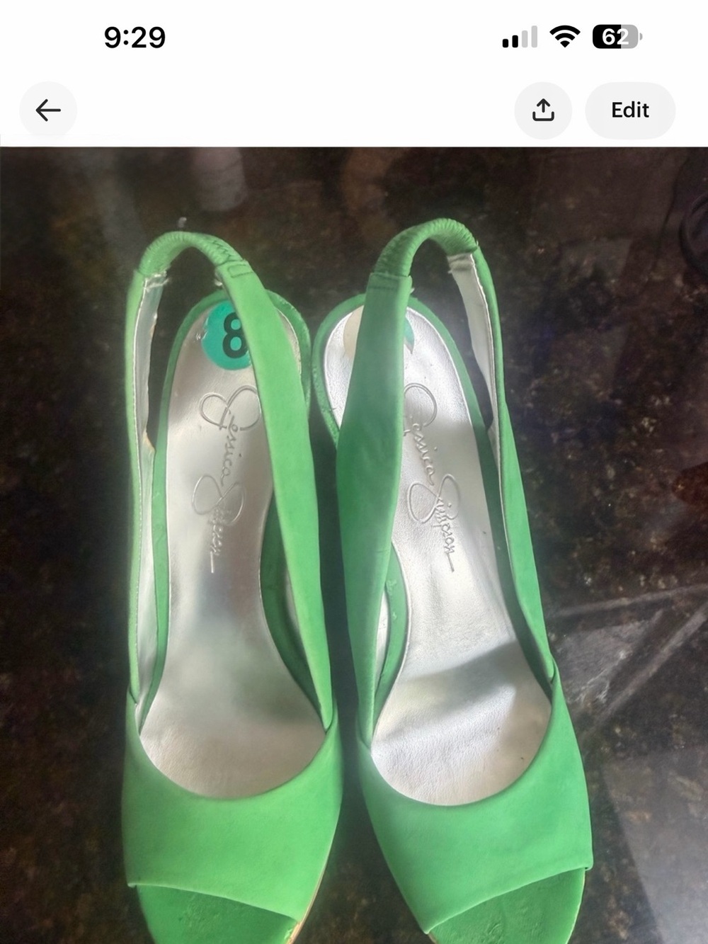 Jessica Simpson Bright Green Peep-Toe Slingback Heels